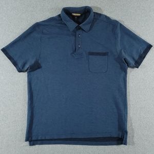 Lenor Romano Polo Shirt Mens M Blue Pima Cotton Shortsleeve Medium